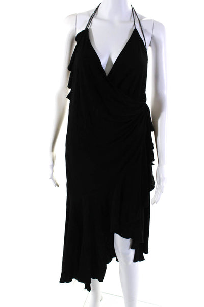 Philosophy Di Lorenzo Serafini Womens Black Open Back Ruffle A-Line Dress Size12