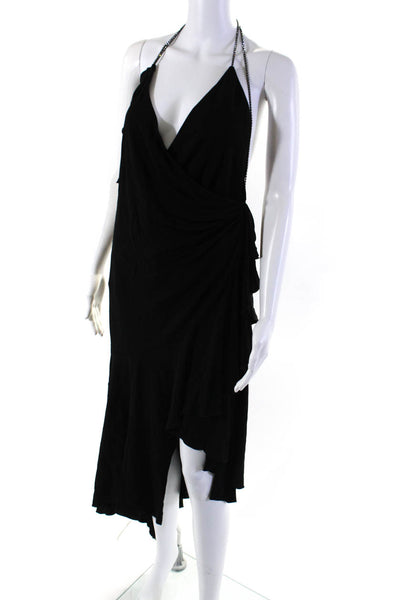 Philosophy Di Lorenzo Serafini Womens Black Open Back Ruffle A-Line Dress Size12