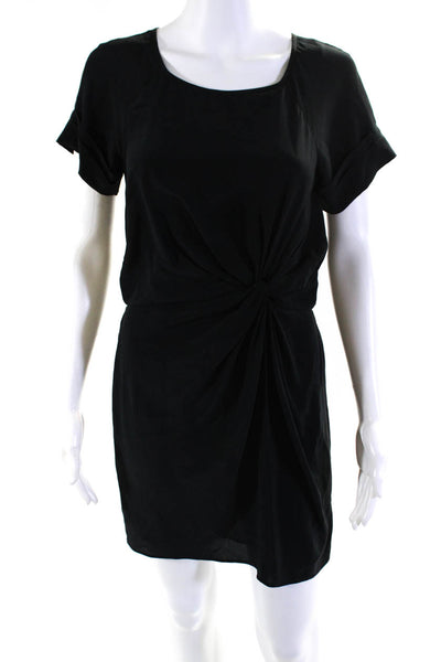 Shoshanna Womens Silk Chiffon Short Sleeve Knotted Waist Mini Dress Black Size 0
