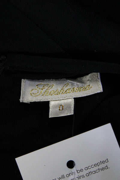 Shoshanna Womens Silk Chiffon Short Sleeve Knotted Waist Mini Dress Black Size 0
