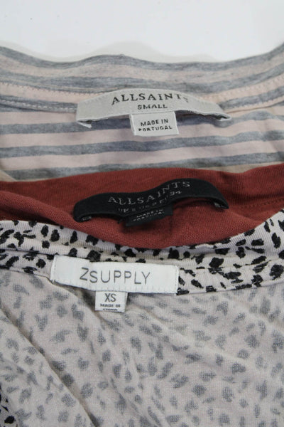 Allsaints Z Supply Womens Short Sleeve Shirts Pink White Red Size S XS 2 Lot 3