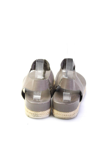 Vince Womens Leather Espadrille Platform Open Toe T-Strap Sandals Gray Size 6M