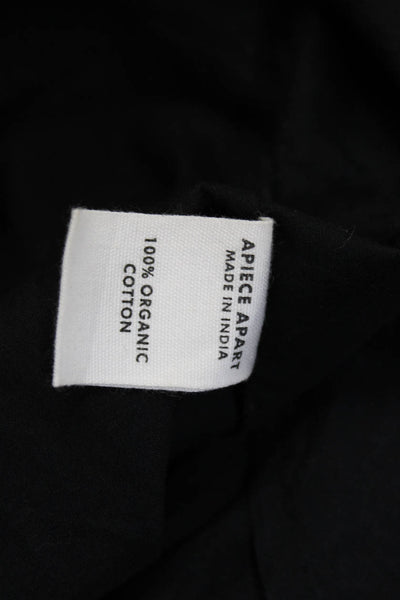 A Piece Apart Womens V-Neck Hook Closure Long Sleeve Blouse Top Black Size 8