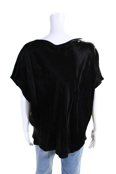 Lola & Sophie Womens Satin Sleeveless Scoop Neck Blouse Top Black Size L