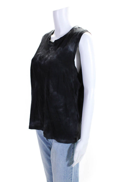 Raquel Allegra Womens Jersey Knit Tie Dye Sleeveless Tee T-Shirt Black Size 2
