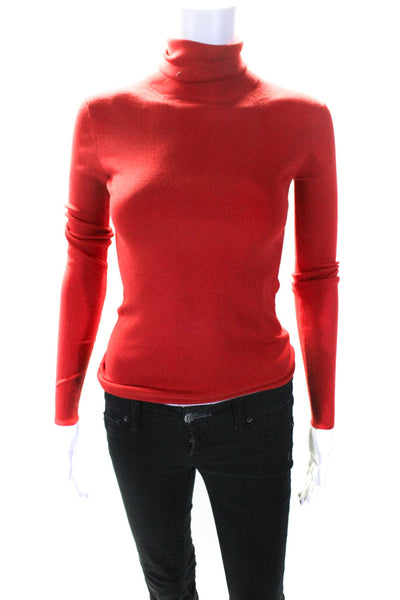 Joseph Womens Silk Long Sleeves Turtleneck Sweater Red Size Extra Small