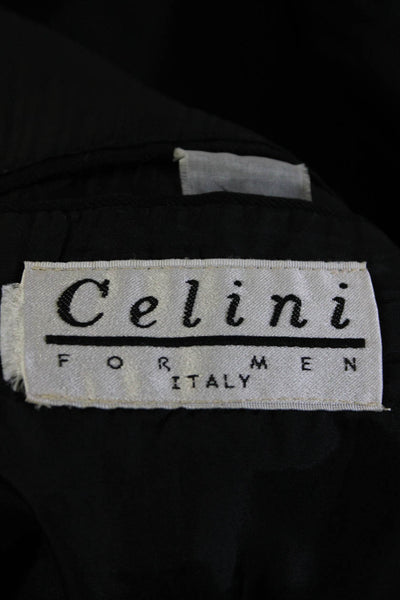 Celini Mens Darted Double Breast Buttoned Collar Blazer Jacket Black Size EUR42