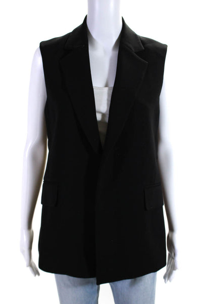 Theory Womens Open Front Notched Lapel Crepe Vest Jacket Black Size 8