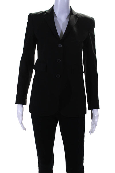 Theory Womens Wool Darted Buttoned Collared Long Sleeve Blazer Black Size 0