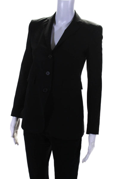 Theory Womens Wool Darted Buttoned Collared Long Sleeve Blazer Black Size 0