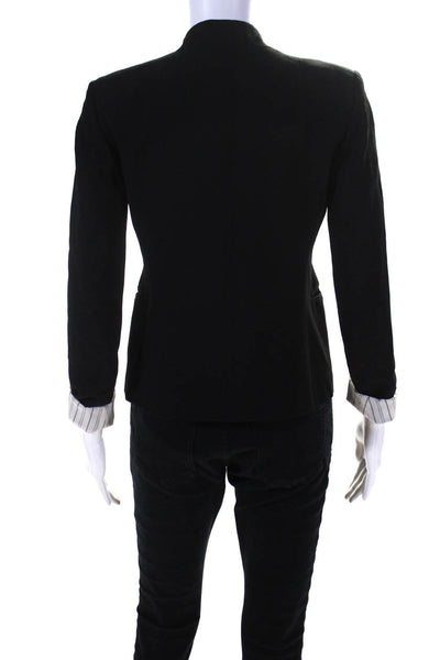 Theory Womens Wool Cuffed Long Sleeve Open Front Blazer Jacket Black Size 0