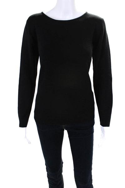 Eileen Fisher Womens Wool Knit Crew Neck Long Sleeve Sweater Top Black Size S