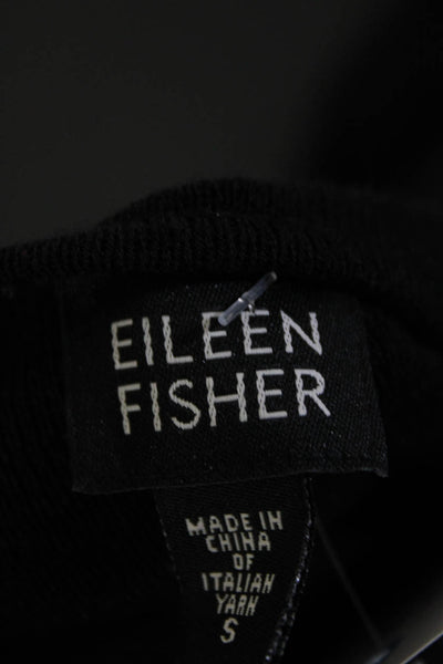 Eileen Fisher Womens Wool Knit Crew Neck Long Sleeve Sweater Top Black Size S
