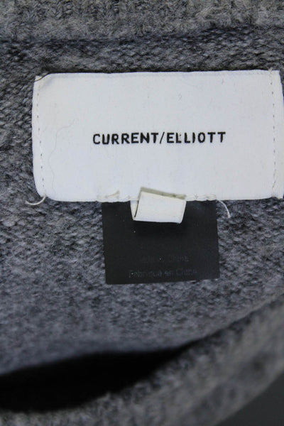 Current/Elliott Womens Pullover Distressed Striped Trim Sweater Gray Black 1