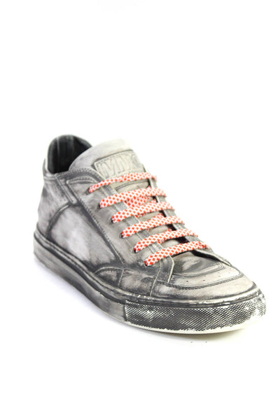 MM6 Maison Margiela Womens Lace Up Distressed Low Top Sneakers Gray Leather 39