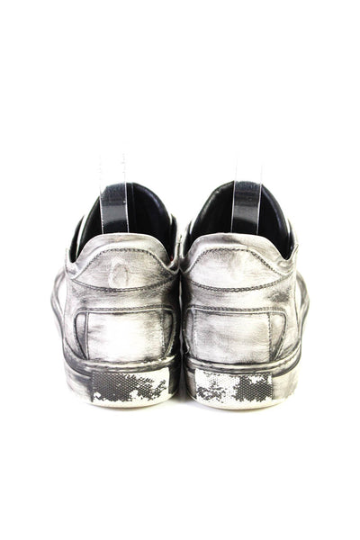 MM6 Maison Margiela Womens Lace Up Distressed Low Top Sneakers Gray Leather 39