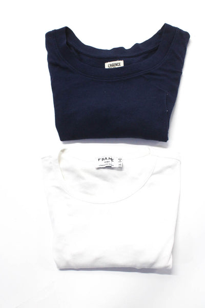 Frame Shirt L'Agence Womens Cotton Short Sleeve Shirts White Blue Size XS Lot 2