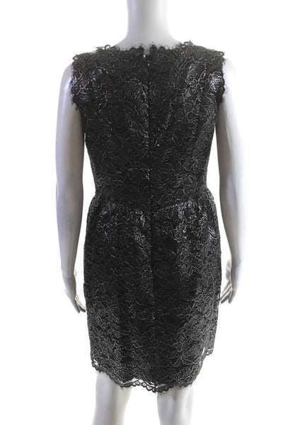 Shoshanna Womens Lace V Neck Sleeveless Sheath Dress Black Silver Size 6