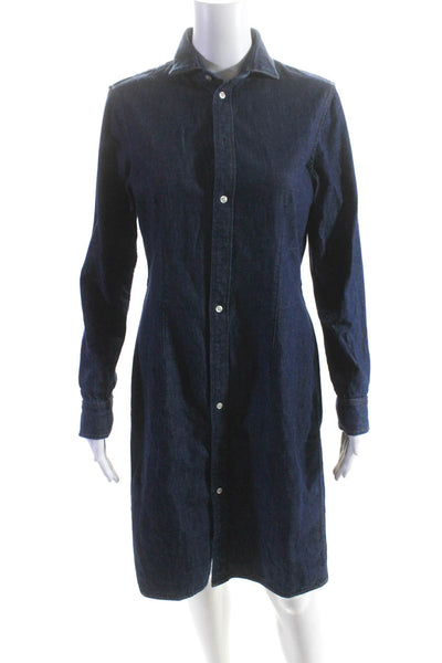 Polo Ralph Lauren Women's Long Sleeves Button Up Dark Wash Denim Dress Size 8
