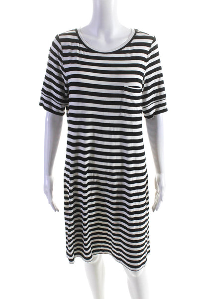 Calvin Klein Women's Round Neck Short Sleeves Midi T-Shirt Dress Stripe Size M