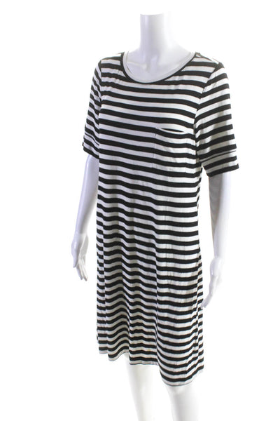 Calvin Klein Women's Round Neck Short Sleeves Midi T-Shirt Dress Stripe Size M