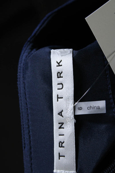 Trina Turk Women's Short Sleeve V-Neck Graphic Shift Dress Navy Size 6
