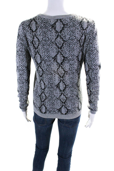 One Grey Day Women's Cotton Long Sleeve Snakeskin Print Knit Top Gray Size XS