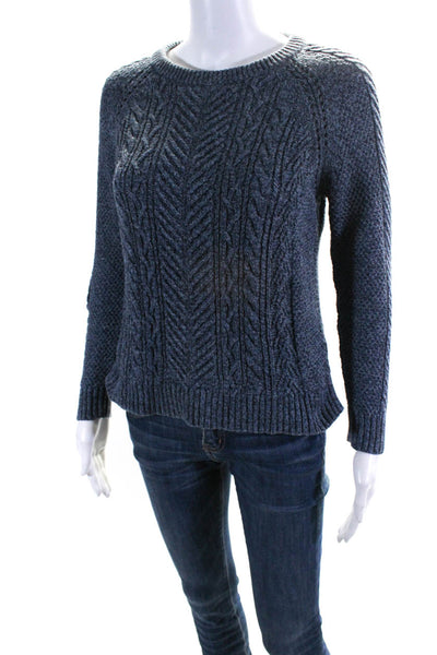 Tyler Boe Women's Cable Knit Long Sleeve Back Zip Sweater Blue Size XS