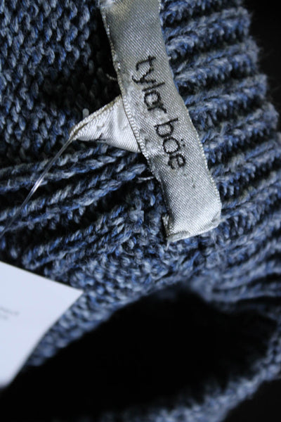 Tyler Boe Women's Cable Knit Long Sleeve Back Zip Sweater Blue Size XS