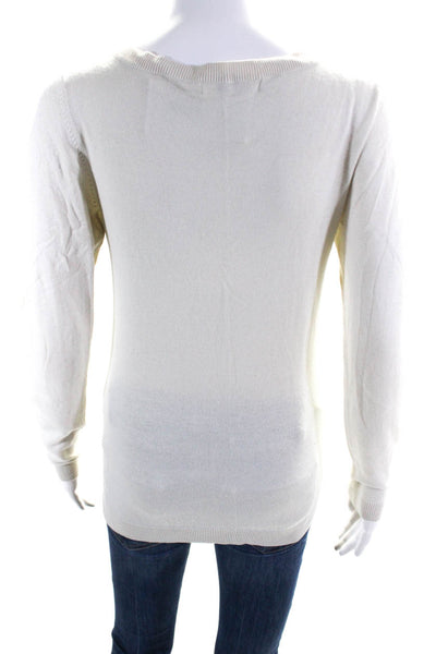 Comptoir Des Cotonniers Womens Biege Silk V-Neck Long Sleeve Sweater Top Size M