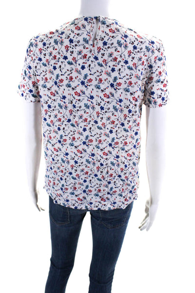 Comptoir Des Cotonniers Womens White Floral Short Sleeve Blouse Top Size S