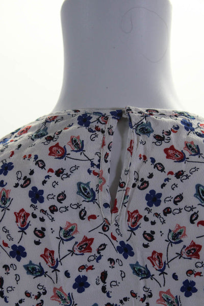 Comptoir Des Cotonniers Womens White Floral Short Sleeve Blouse Top Size S