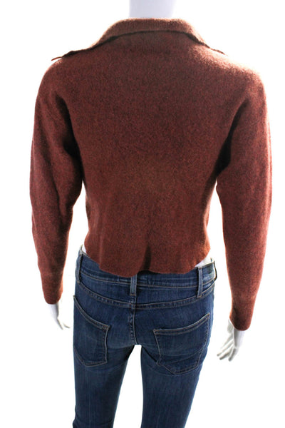 Remain Womens Wool Knit Long Sleeve Collared Cropped Sweater Copper Red Size 6