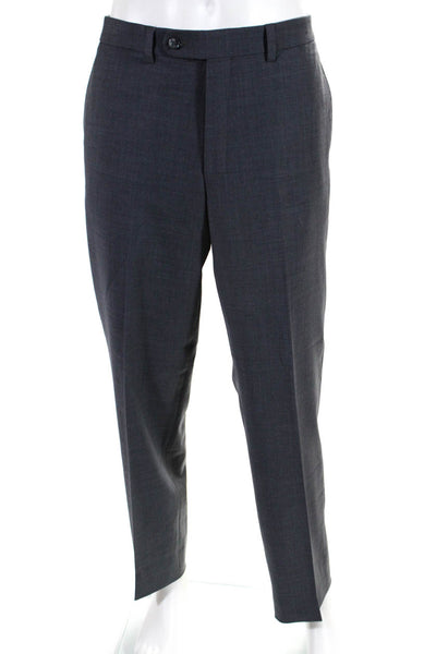 Riviera Mens Wool Flat Front Buttoned Zip Straight Dress Pants Gray Size EUJR37