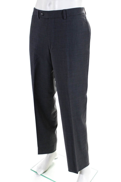 Riviera Mens Wool Flat Front Buttoned Zip Straight Dress Pants Gray Size EUJR37