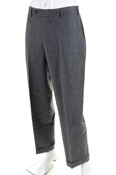 Rivera Red Mens Pleated Cuffed Hem Buttoned Straight Dress Pants Gray Size EUR36