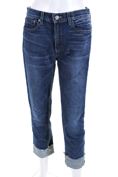 Marc By Marc Jacobs Womens High Rise Drainpipe Cuffed Jeans Blue Size 26