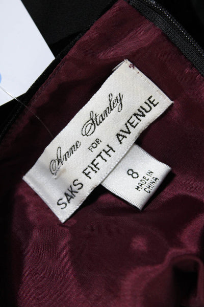 Anne Stanley Womens Back Zip Square Neck Velvet Trim Gown Black Purple Size 8
