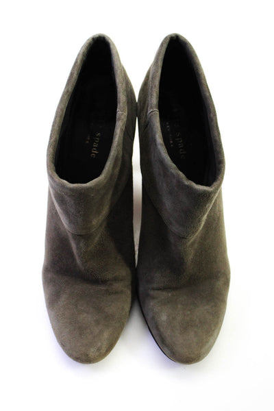 Kate Spade New York Womens Block Heel Ankle Booties Gray Suede Size 8.5M