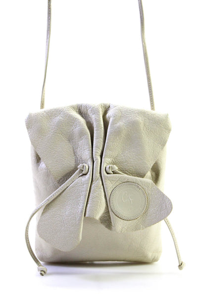 Carlos Falchi Womens Single Strap Logo Flap Small Crossbody Handbag Beige