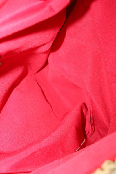Sondra Roberts Womens Double Handle Raffia Overlay Tote Handbag Brown Red