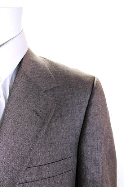Bill Blass Mens Wool Striped Darted Buttoned Blazer Pants Set Beige Size EUR42