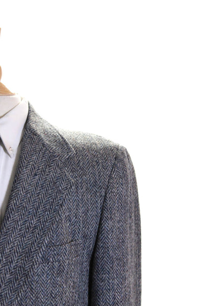 Kuppenheimer Mens Wool Herringbone Buttoned Long Sleeve Blazer Gray Size EUR42
