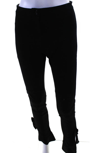 Pinko Womens Buttoned Zipped Asymmetrical Ruffled Hem Skinny Pants Black Size 4