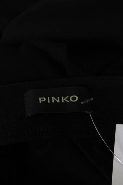 Pinko Womens Buttoned Zipped Asymmetrical Ruffled Hem Skinny Pants Black Size 4
