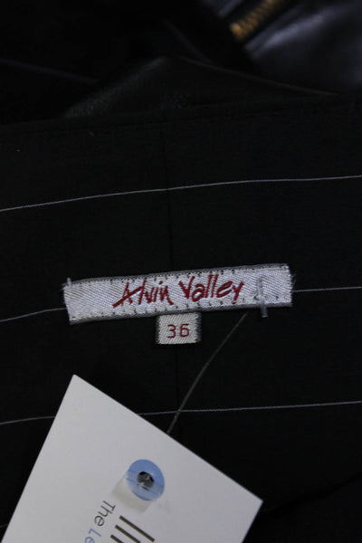 Alvin Valley Womens Striped Print Hook & Eye High Waist Pants Black Size EUR36