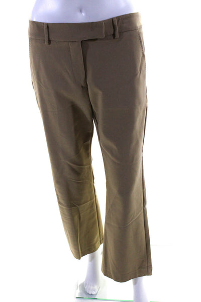Marella Womens Zipper Fly Mid Rise Pleated Straight Leg Pants Brown Size 6
