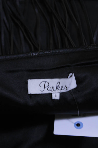 Parker Women's Zip Closure Fringe Leather Micro Mini Skirt Black Size 6