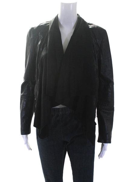 Zara Women's Collar Long Sleeves Faux Leather Moto Jacket Black Size M