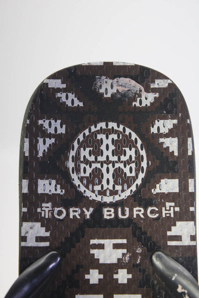Tory Burch Women's T-Straps Logo Flip Flop Sandals Black Size 7